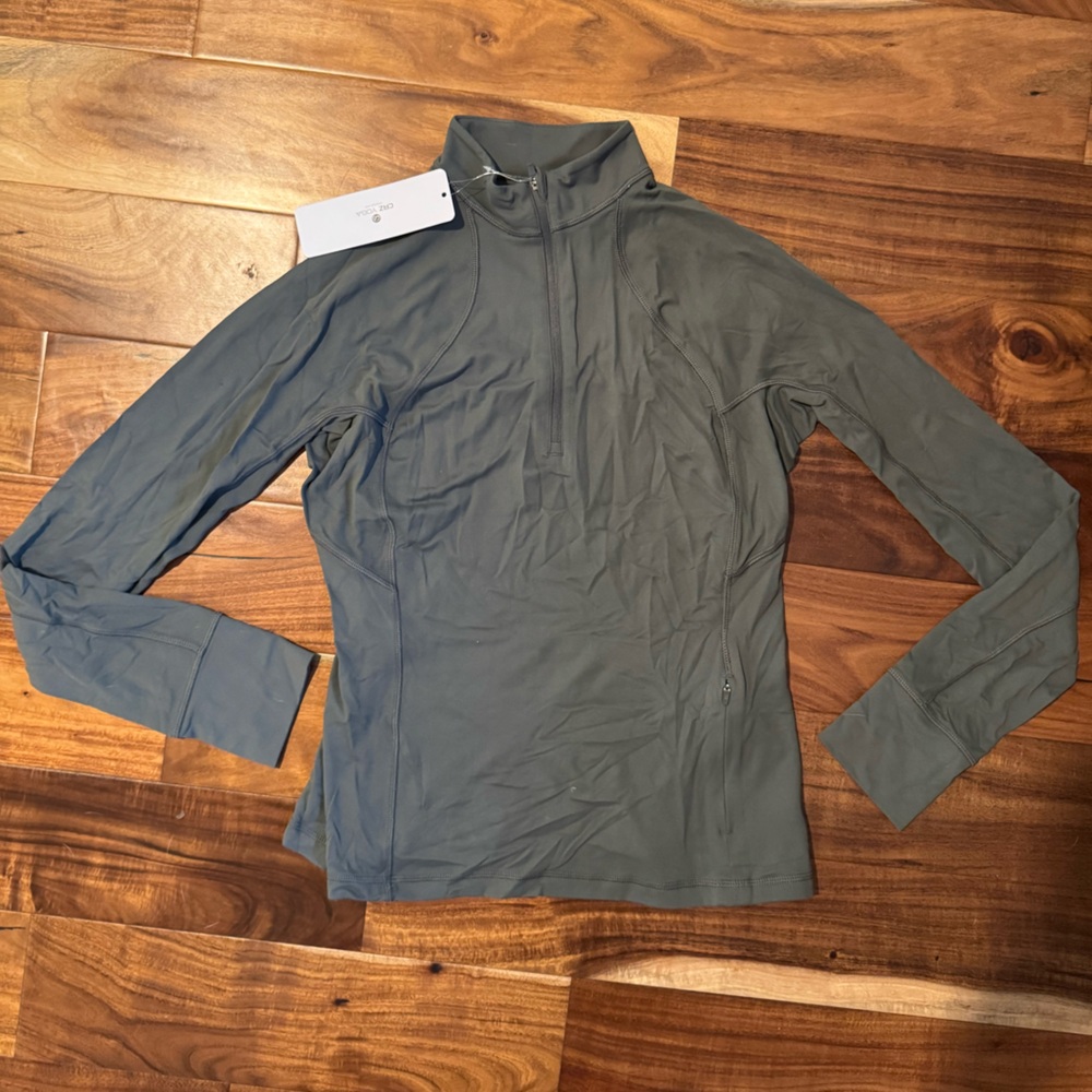 CRZ YOGA Women's Olive Green Long Sleeve Half-Zip Jacket